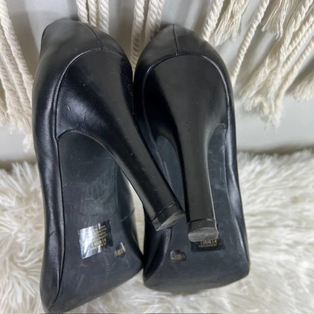 Jessica Simpson Leather RAMONNA Black Peep-toe Pump Shoes